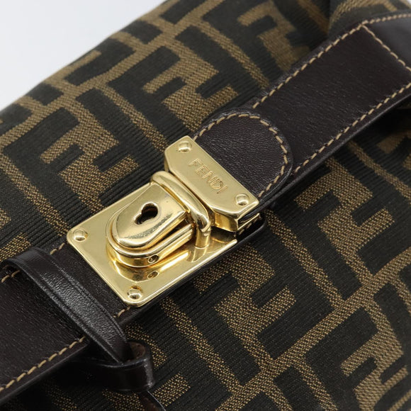 FENDI Zucca Canvas Vanity Hand Bag Black Brown Auth 153365