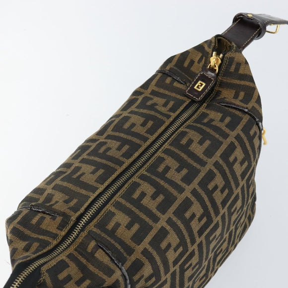 FENDI Zucca Canvas Vanity Hand Bag Black Brown Auth 153365