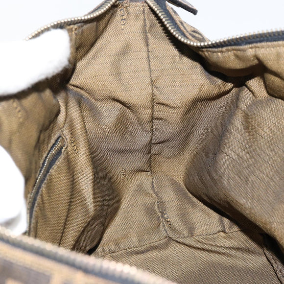 FENDI Zucca Canvas Vanity Hand Bag Black Brown Auth 153365