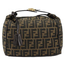 FENDI Zucca Canvas Vanity Hand Bag Black Brown Auth 153365-13