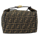 FENDI Zucca Canvas Vanity Hand Bag Black Brown Auth 153365-2