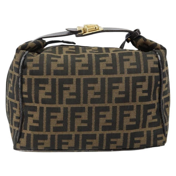 FENDI Zucca Canvas Vanity Hand Bag Black Brown Auth 153365 - 0