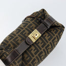 FENDI Zucca Canvas Vanity Hand Bag Black Brown Auth 153365-6