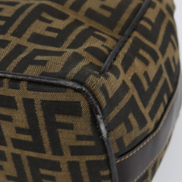 FENDI Zucca Canvas Vanity Hand Bag Black Brown Auth 153365
