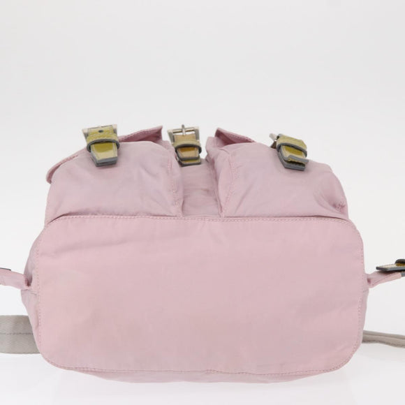 PRADA Backpack Nylon Pink Silver Auth 153366