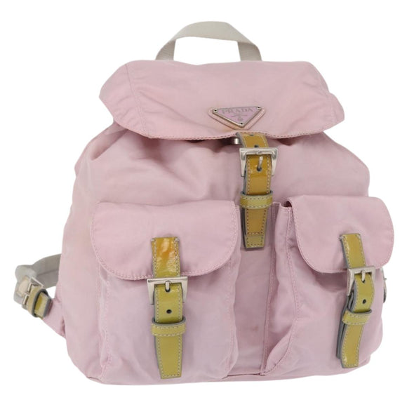 PRADA Backpack Nylon Pink Silver Auth 153366