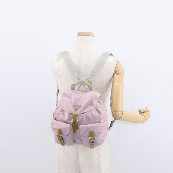 PRADA Backpack Nylon Pink Silver Auth 153366