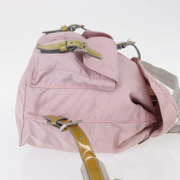 PRADA Backpack Nylon Pink Silver Auth 153366
