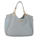 Salvatore Ferragamo Gancini Tote Bag Leather Light Blue Gold Auth 153367-1