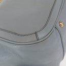 Salvatore Ferragamo Gancini Tote Bag Leather Light Blue Gold Auth 153367-12