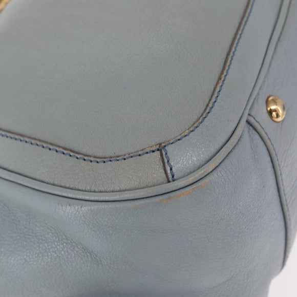 Salvatore Ferragamo Gancini Tote Bag Leather Light Blue Gold Auth 153367