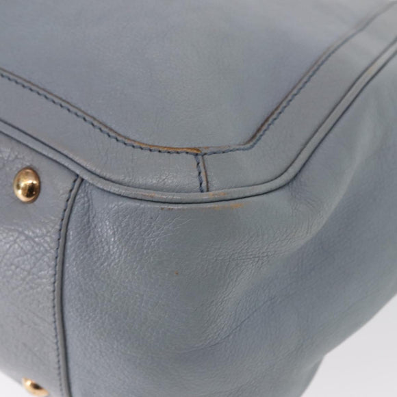 Salvatore Ferragamo Gancini Tote Bag Leather Light Blue Gold Auth 153367