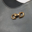 Salvatore Ferragamo Gancini Tote Bag Leather Light Blue Gold Auth 153367-16