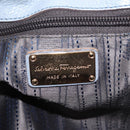 Salvatore Ferragamo Gancini Tote Bag Leather Light Blue Gold Auth 153367-17