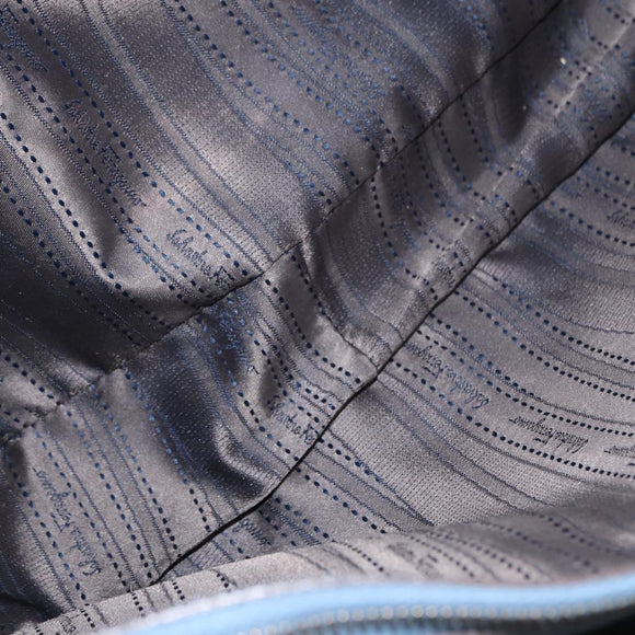 Salvatore Ferragamo Gancini Tote Bag Leather Light Blue Gold Auth 153367