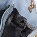 Salvatore Ferragamo Gancini Tote Bag Leather Light Blue Gold Auth 153367-23