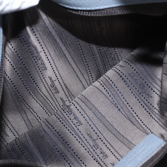 Salvatore Ferragamo Gancini Tote Bag Leather Light Blue Gold Auth 153367