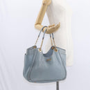 Salvatore Ferragamo Gancini Tote Bag Leather Light Blue Gold Auth 153367-27