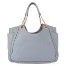 Salvatore Ferragamo Gancini Tote Bag Leather Light Blue Gold Auth 153367-3