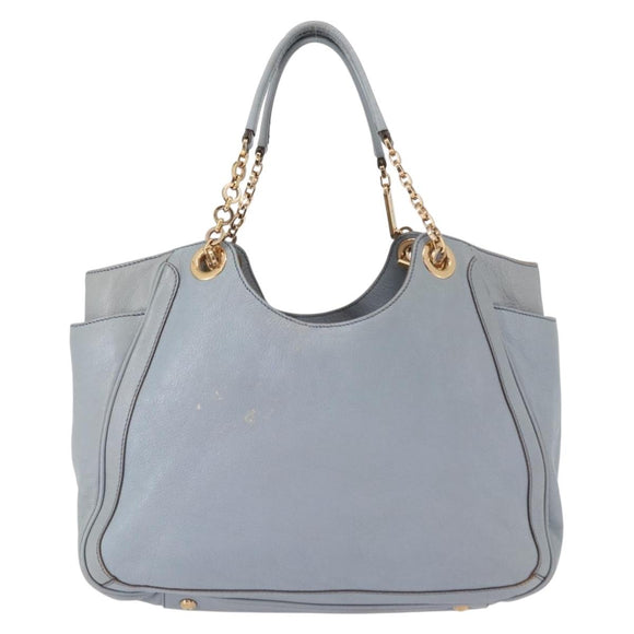Salvatore Ferragamo Gancini Tote Bag Leather Light Blue Gold Auth 153367