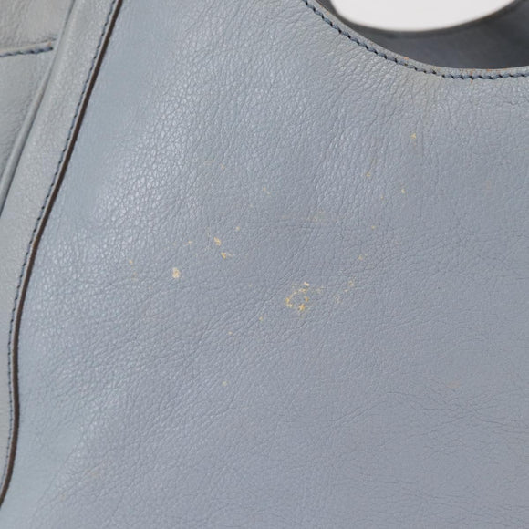 Salvatore Ferragamo Gancini Tote Bag Leather Light Blue Gold Auth 153367