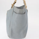 Salvatore Ferragamo Gancini Tote Bag Leather Light Blue Gold Auth 153367-5