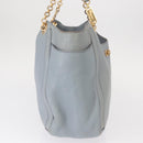 Salvatore Ferragamo Gancini Tote Bag Leather Light Blue Gold Auth 153367-6