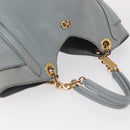 Salvatore Ferragamo Gancini Tote Bag Leather Light Blue Gold Auth 153367-7