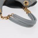 Salvatore Ferragamo Gancini Tote Bag Leather Light Blue Gold Auth 153367-8