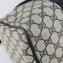 GUCCI GG Supreme Sherry Line Boston Bag PVC Navy Gold Red Auth 153368-11