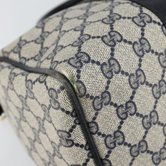 GUCCI GG Supreme Sherry Line Boston Bag PVC Navy Gold Red Auth 153368