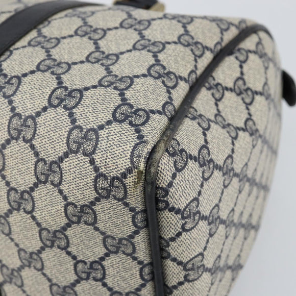 GUCCI GG Supreme Sherry Line Boston Bag PVC Navy Gold Red Auth 153368