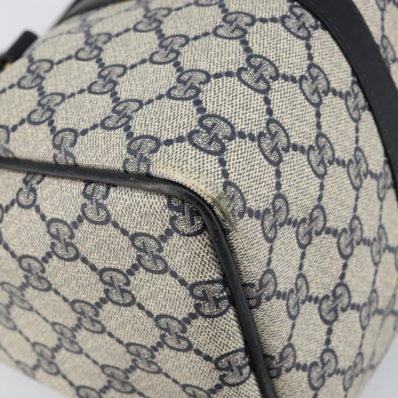 GUCCI GG Supreme Sherry Line Boston Bag PVC Navy Gold Red Auth 153368