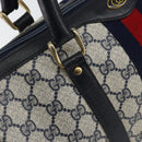 GUCCI GG Supreme Sherry Line Boston Bag PVC Navy Gold Red Auth 153368-15