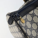 GUCCI GG Supreme Sherry Line Boston Bag PVC Navy Gold Red Auth 153368-16