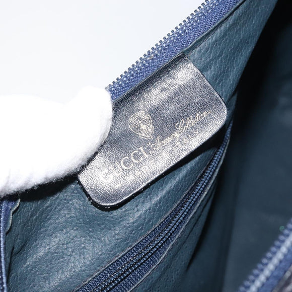 GUCCI GG Supreme Sherry Line Boston Bag PVC Navy Gold Red Auth 153368