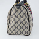 GUCCI GG Supreme Sherry Line Boston Bag PVC Navy Gold Red Auth 153368-5