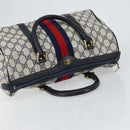 GUCCI GG Supreme Sherry Line Boston Bag PVC Navy Gold Red Auth 153368-6