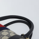 GUCCI GG Supreme Sherry Line Boston Bag PVC Navy Gold Red Auth 153368-8