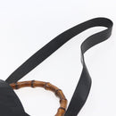 GUCCI Bamboo Hand Bag Leather 2way Black Gold 001 1998 1638 Auth 153369-10
