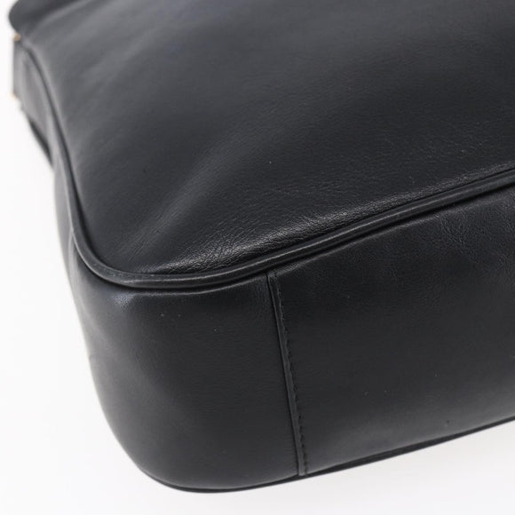 GUCCI Bamboo Hand Bag Leather 2way Black Gold 001 1998 1638 Auth 153369