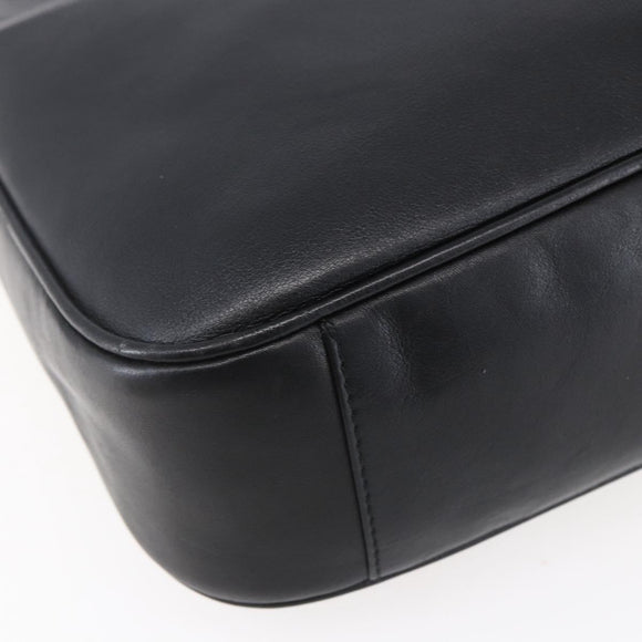 GUCCI Bamboo Hand Bag Leather 2way Black Gold 001 1998 1638 Auth 153369