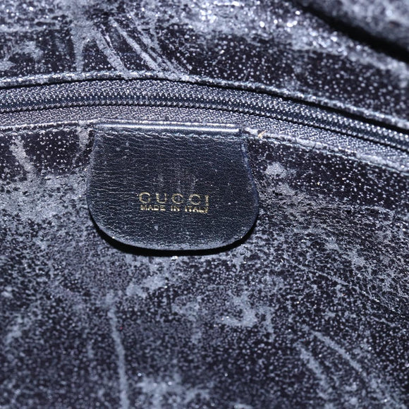 GUCCI Bamboo Hand Bag Leather 2way Black Gold 001 1998 1638 Auth 153369