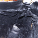 GUCCI Bamboo Hand Bag Leather 2way Black Gold 001 1998 1638 Auth 153369-19