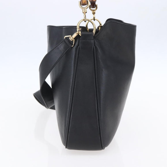 GUCCI Bamboo Handtas Leer 2way Zwart Goud 001 1998 1638 Auth 153369