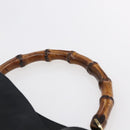 GUCCI Bamboo Hand Bag Leather 2way Black Gold 001 1998 1638 Auth 153369-8