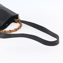 GUCCI Bamboo Hand Bag Leather 2way Black Gold 001 1998 1638 Auth 153369-9