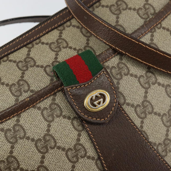 GUCCI GG Supreme Web Sherry Line Bag PVC Beige Gold 89 02 032 Auth 153370