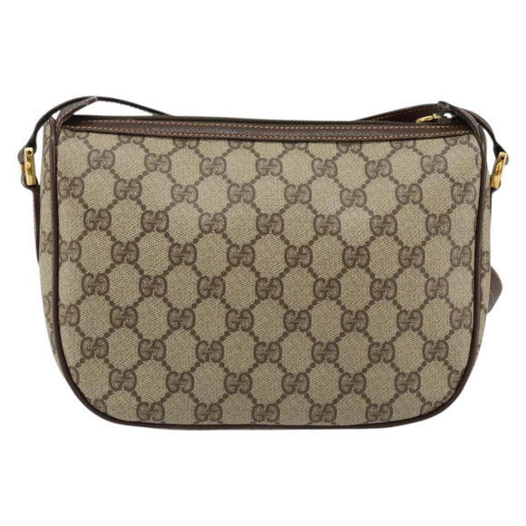 GUCCI GG Supreme Web Sherry Line Bag PVC Beige Gold 89 02 032 Auth 153370