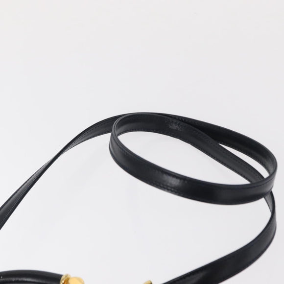 BALLY Hand Bag Leather 2way Navy Gold Auth 153371